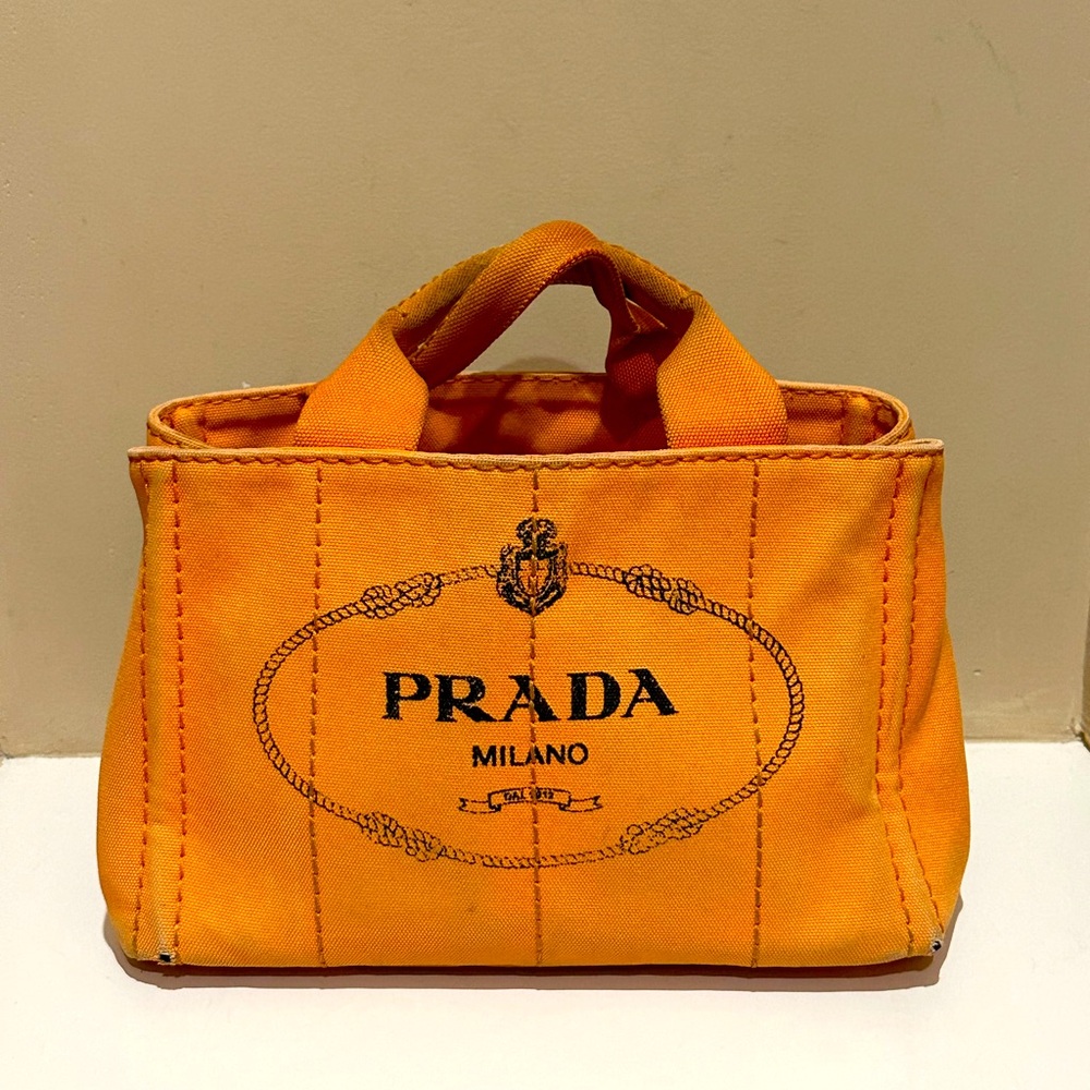 Prada Orange Canapa Tote Bag